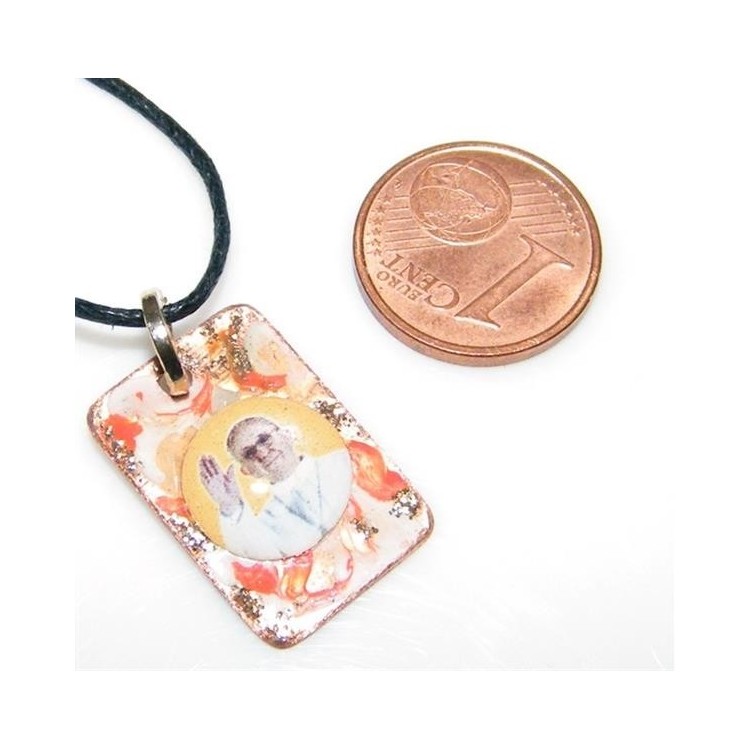 NSA|Medaglietta Rame 999 copperfantasy panna arancio glitter immagine papa francesco serie giubileo