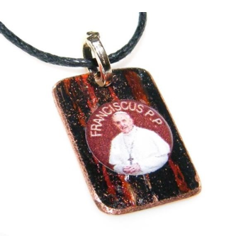 NSA|Medaglietta Rame 999 copperfantasy nero rosso immagine papa francesco serie giubileo