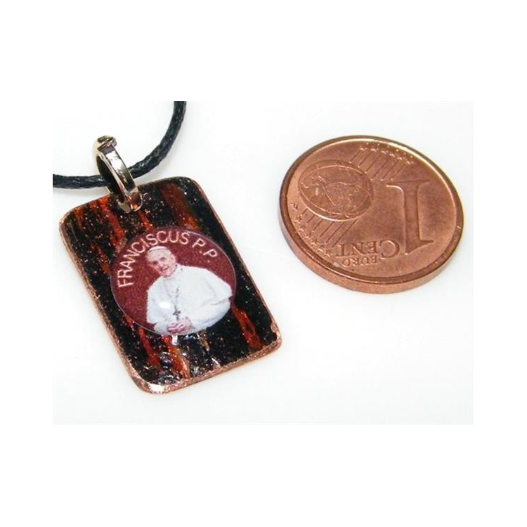 NSA|Medaglietta Rame 999 copperfantasy nero rosso immagine papa francesco serie giubileo