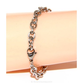 NSA|Acciaio uomo donna anallergico cromato bracciale maglia ovale semplice 17