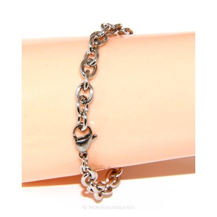 NSA|Acciaio uomo donna anallergico cromato bracciale maglia ovale semplice 17