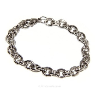 NSA|Acciaio uomo donna anallergico cromato bracciale maglia ovale semplice 17