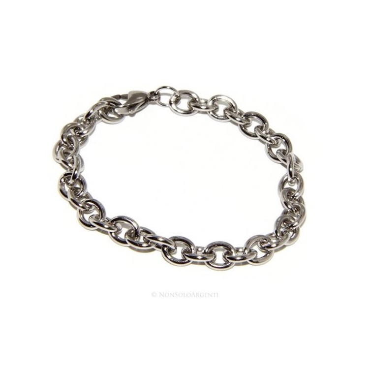 NSA|Acciaio uomo donna anallergico cromato bracciale maglia ovale semplice 17