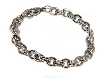 NSA|Acciaio uomo donna anallergico cromato bracciale maglia ovale semplice 17