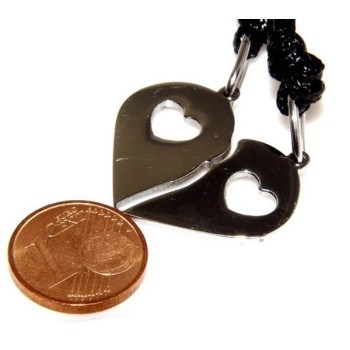 NSA|Acciaio Inossidabile  : pendente da spezzare lui e lei amici con laccio cerato uomo donna cuore e cuoricino