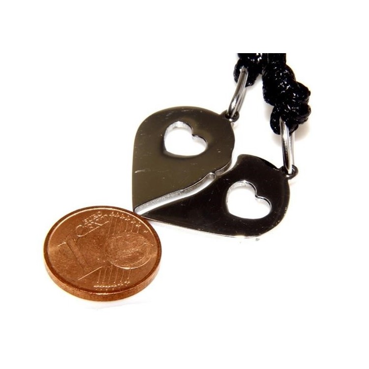 NSA|Acciaio Inossidabile  : pendente da spezzare lui e lei amici con laccio cerato uomo donna cuore e cuoricino