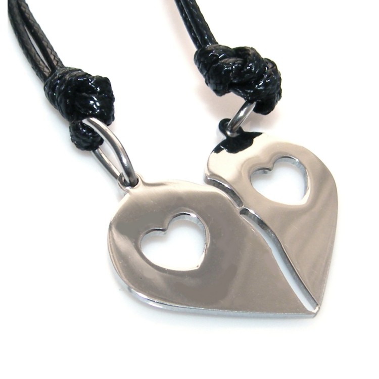 NSA|steel heart necklaces to break him and her friends with waxed lace for men and women