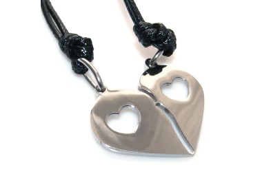 NSA|steel heart necklaces to break him and her friends with waxed lace for men and women