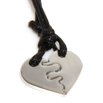 NSA|classic steel heart necklaces to break him and her friends with waxed lace for men and women