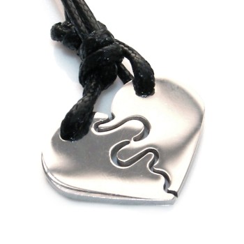 NSA|classic steel heart necklaces to break him and her friends with waxed lace for men and women