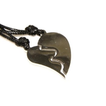NSA|Acciaio Inossidabile  : pendente da spezzare lui e lei amici con laccio cerato uomo donna cuore allungato