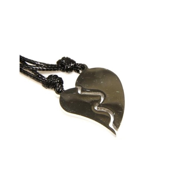 NSA|Acciaio Inossidabile  : pendente da spezzare lui e lei amici con laccio cerato uomo donna cuore allungato