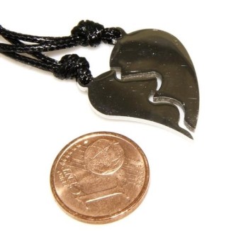 NSA|Acciaio Inossidabile  : pendente da spezzare lui e lei amici con laccio cerato uomo donna cuore allungato