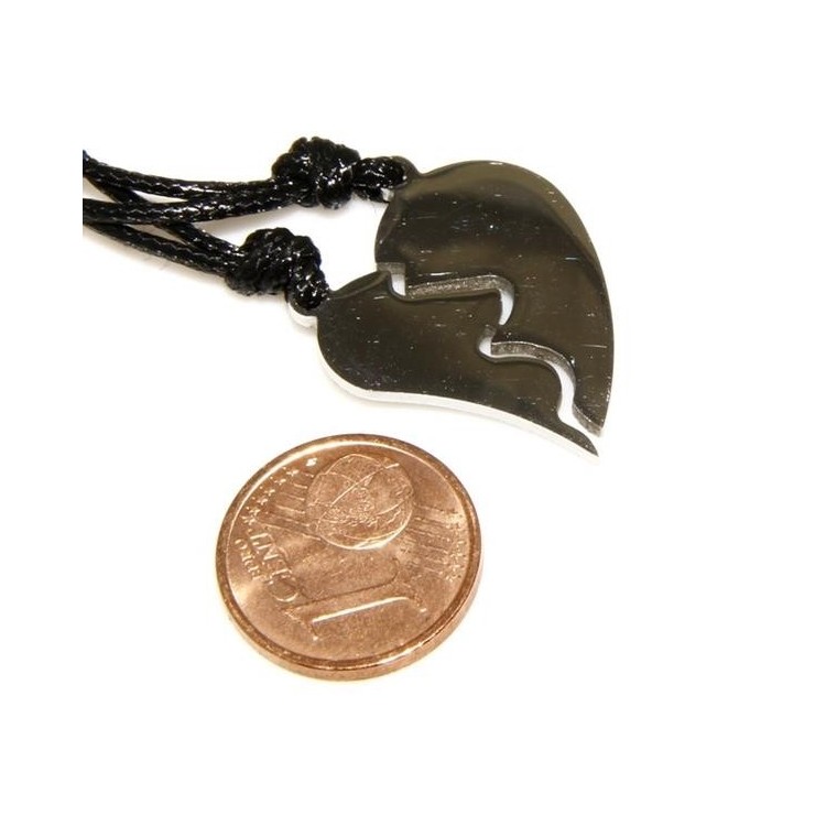 NSA|Acciaio Inossidabile  : pendente da spezzare lui e lei amici con laccio cerato uomo donna cuore allungato