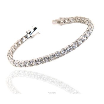 NSA|Argento 925 : Bracciale Tennis Con Zirconi bianchi da 5 mm a griffe 18 cm NALBORI