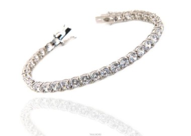 NSA|Argento 925 : Bracciale Tennis Con Zirconi bianchi da 5 mm a griffe 18 cm NALBORI