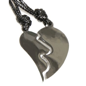 NSA|steel elongated heart necklaces to break him and her friends with waxed lace for men and women