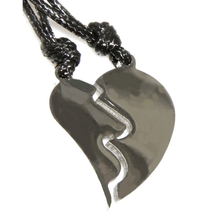 NSA|steel elongated heart necklaces to break him and her friends with waxed lace for men and women