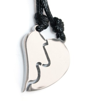 NSA|steel elongated heart necklaces to break him and her friends with waxed lace for men and women