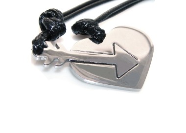 NSA|steel arrow heart necklaces to break him and her friends with waxed lace for men and women