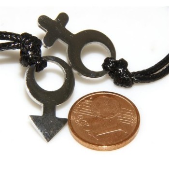 NSA|necklaces steel male female his and her pair with broken waxed lace