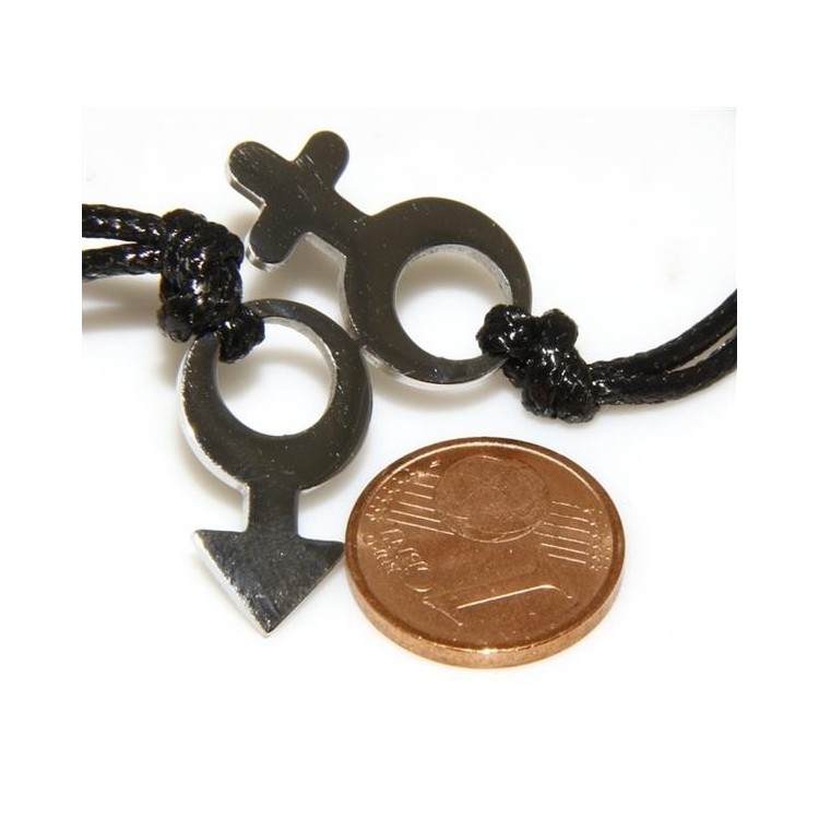 NSA|necklaces steel male female his and her pair with broken waxed lace