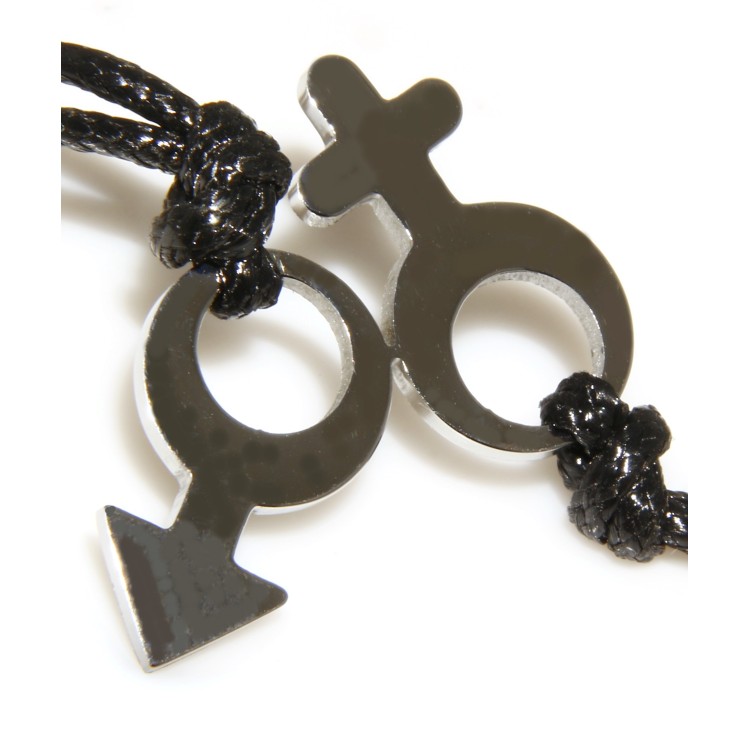 NSA|necklaces steel male female his and her pair with broken waxed lace