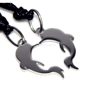 NSA|Acciaio Inossidabile  : pendente da spezzare lui e lei o amicizia con laccio cerato DELFINO