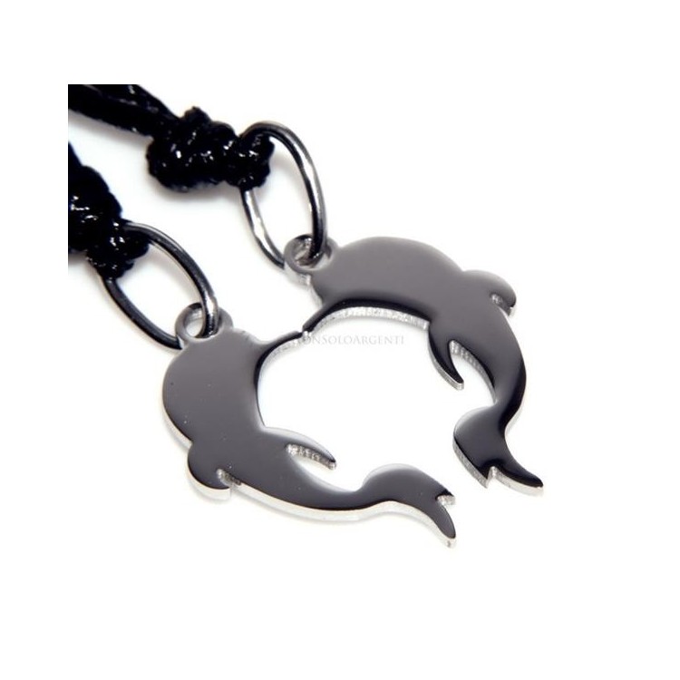 NSA|Acciaio Inossidabile  : pendente da spezzare lui e lei o amicizia con laccio cerato DELFINO
