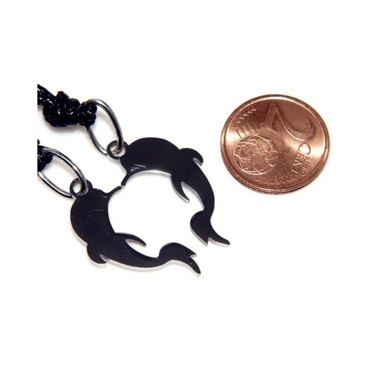 NSA|Acciaio Inossidabile  : pendente da spezzare lui e lei o amicizia con laccio cerato DELFINO