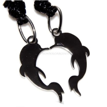 NSA|Acciaio Inossidabile  : pendente da spezzare lui e lei o amicizia con laccio cerato DELFINO