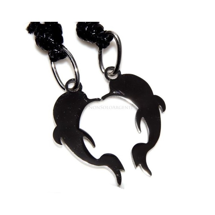 NSA|Acciaio Inossidabile  : pendente da spezzare lui e lei o amicizia con laccio cerato DELFINO