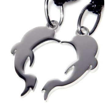 NSA|steel dolphin pendant to break friendship love with pair waxed laces
