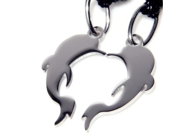 NSA|steel dolphin pendant to break friendship love with pair waxed laces