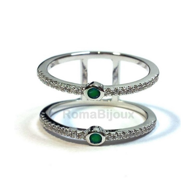 NSA|Silver 925: Double ring with zirconcini white and blue stone green red