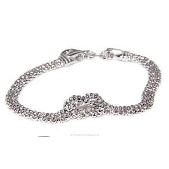 NSA|Argento 925 : bracciale popcorn doppio con nodo piano per uomo e donna 18