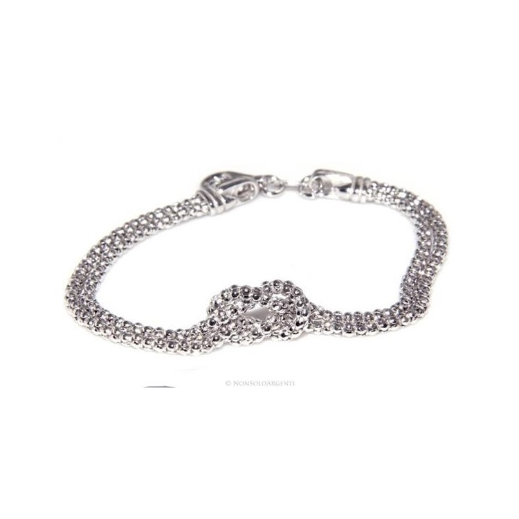 NSA|Argento 925 : bracciale popcorn doppio con nodo piano per uomo e donna 18