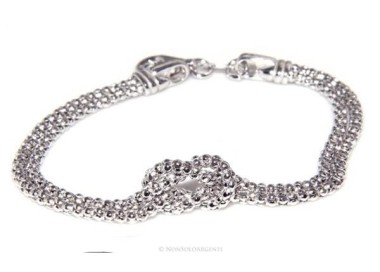 NSA|Argento 925 : bracciale popcorn doppio con nodo piano per uomo e donna 18