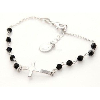 NSA|Bracciale rosario uomo  in  Argento 925 con immagine madonnina 