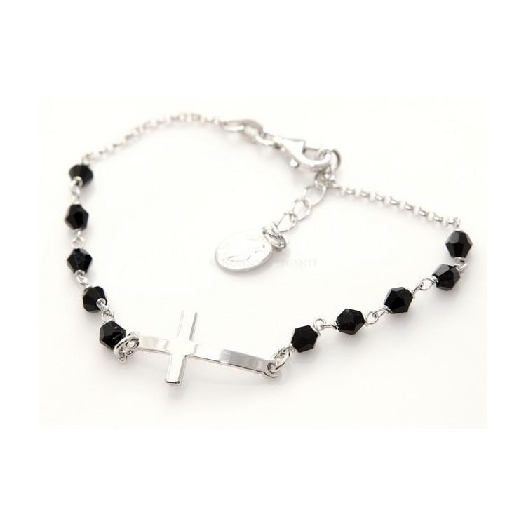 NSA|Bracciale rosario uomo  in  Argento 925 con immagine madonnina 