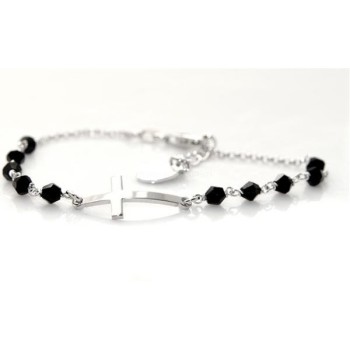 NSA|Bracciale rosario uomo  in  Argento 925 con immagine madonnina 