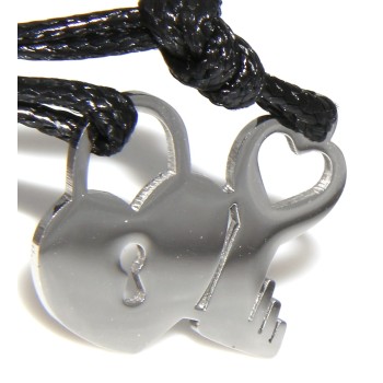 NSA|padlock necklace key to break in steel his and hers pendant black laces