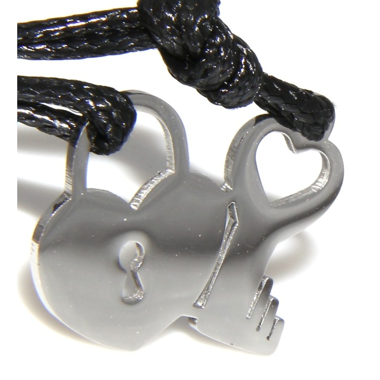 NSA|padlock necklace key to break in steel his and hers pendant black laces