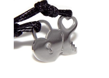 NSA|Acciaio  : pendente doppio laccio chiave lucchetto spezzato acciaio anallergico lui e lei