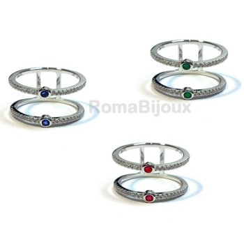 NSA|Silver 925: Double ring with zirconcini white and blue stone green red