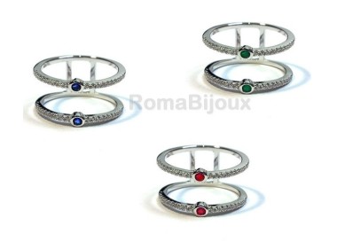 NSA|Silver 925: Double ring with zirconcini white and blue stone green red