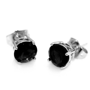 NSA|Orecchini uomo o donna punto luce NERO taglio brillante 8 mm Lamin ORO BIANCO 18k Gold Filled