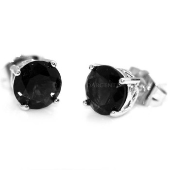 NSA|Orecchini uomo o donna punto luce NERO taglio brillante 8 mm Lamin ORO BIANCO 18k Gold Filled