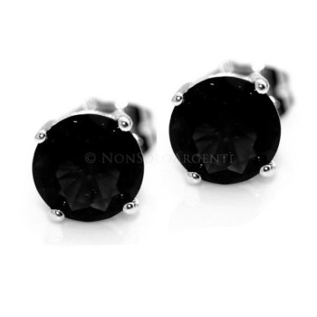 NSA|Orecchini uomo o donna punto luce NERO taglio brillante 8 mm Lamin ORO BIANCO 18k Gold Filled