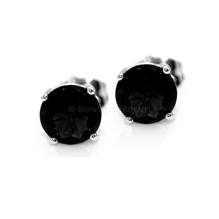 NSA|Orecchini uomo o donna punto luce NERO taglio brillante 8 mm Lamin ORO BIANCO 18k Gold Filled